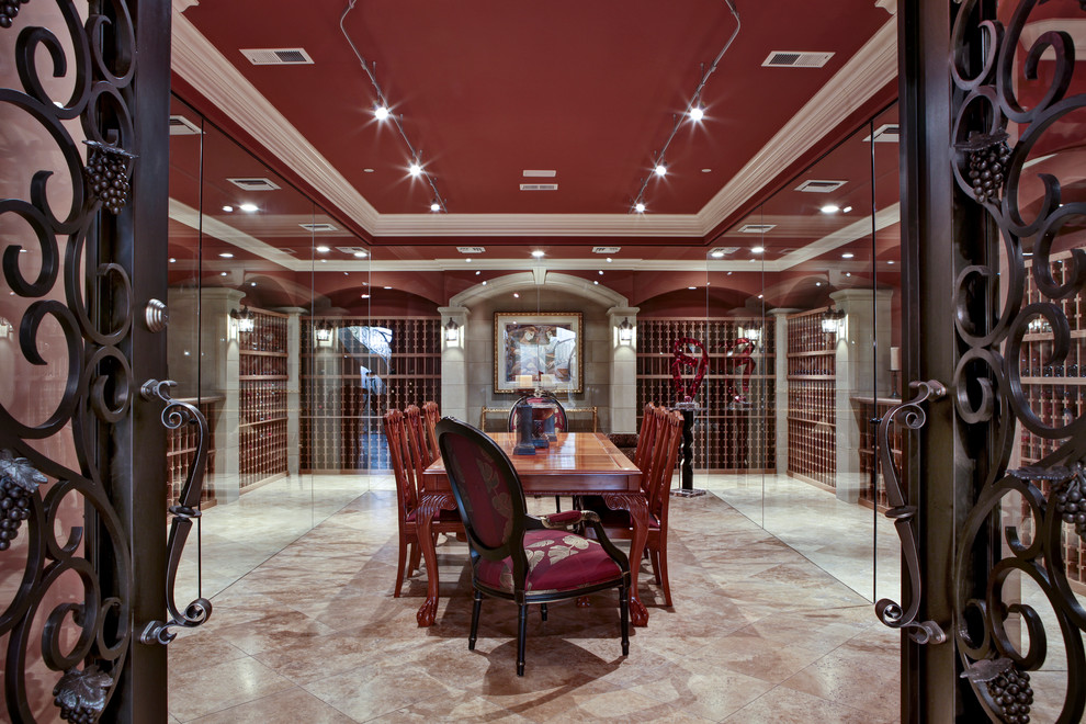 Photo of a classic wine cellar in Other with pink floors.