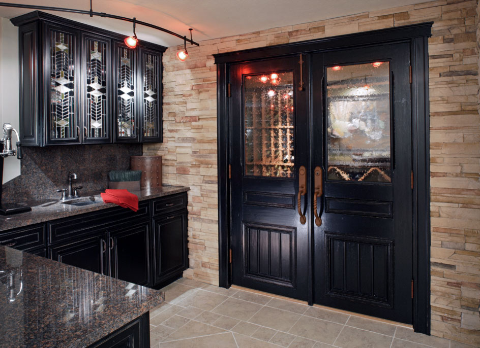 Inspiration for a transitional wine cellar remodel in Omaha