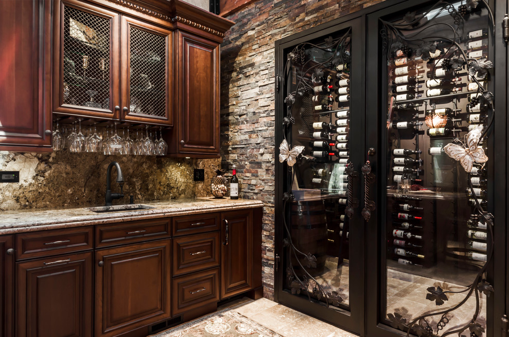 This is an example of a mediterranean wine cellar in Chicago.