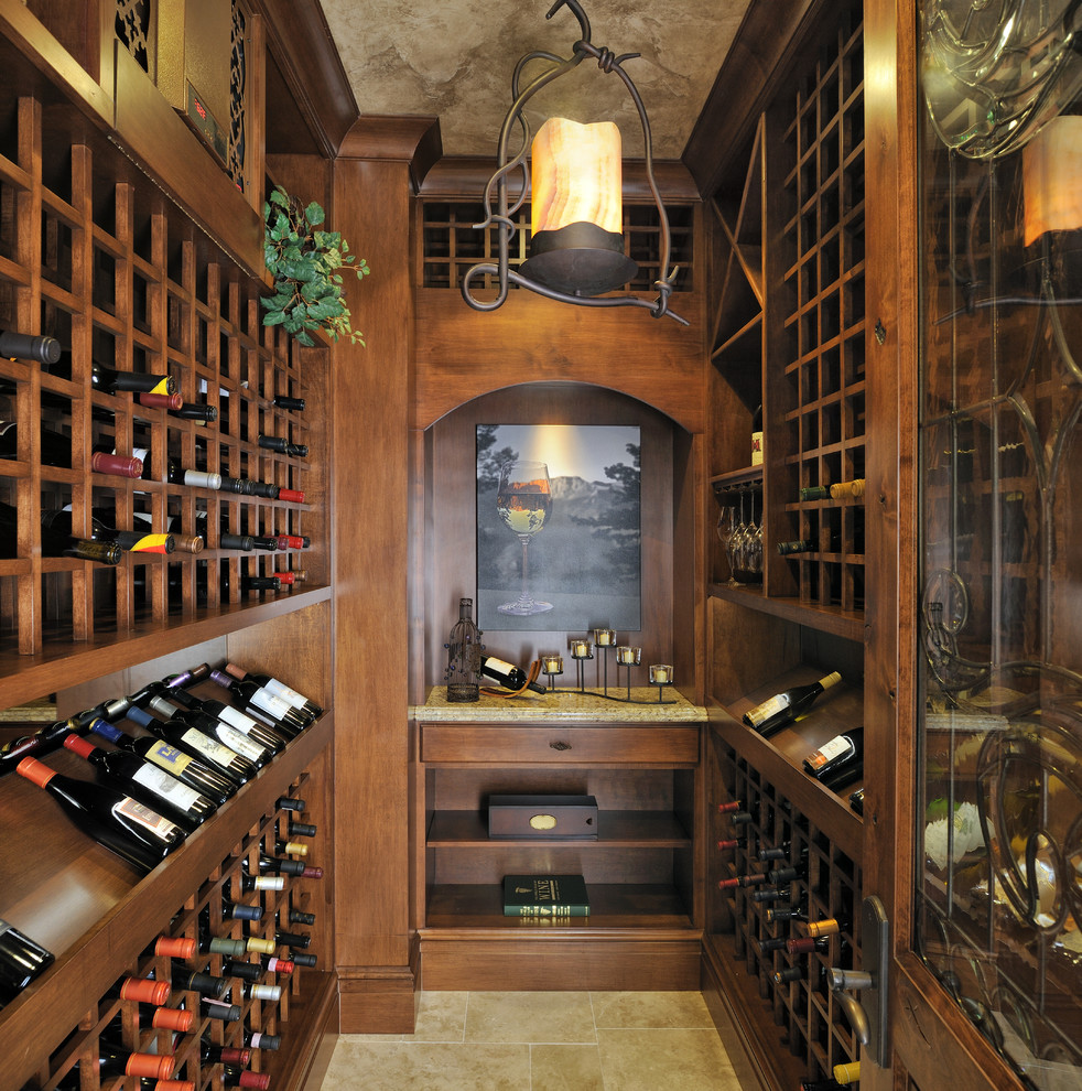 Tuscan Wine Room Mediterranean Wine Cellar Houston by Diana S. Walker Interior Design