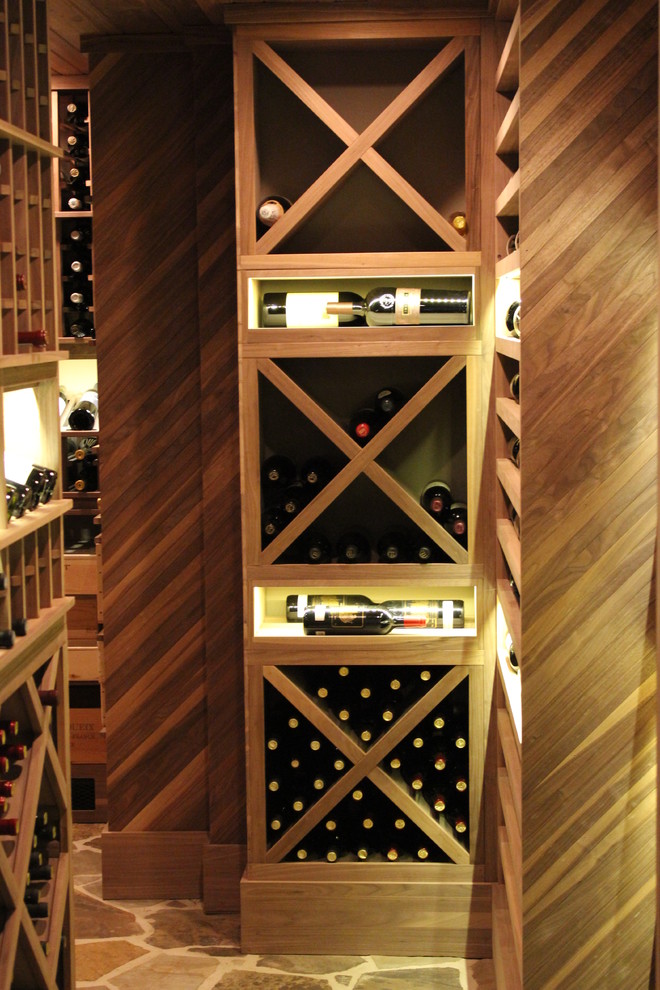 Unstained Black Walnut Custom Wine Cellar Traditional Wine Cellar