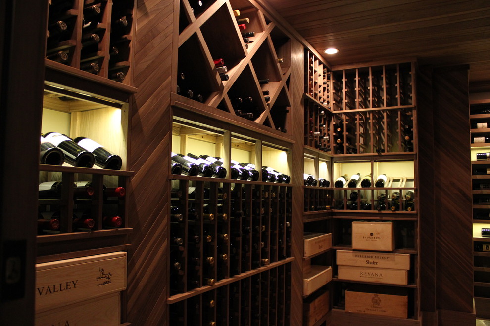 Unstained Black Walnut Custom Wine Cellar Traditional Wine Cellar