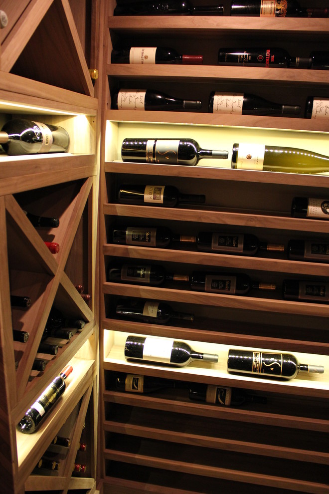 Unstained Black Walnut Custom Wine Cellar Contemporary Wine Cellar