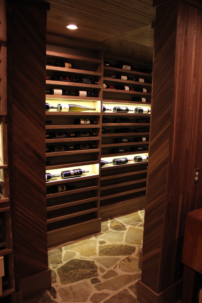 Unstained Black Walnut Custom Wine Cellar Contemporary Wine Cellar