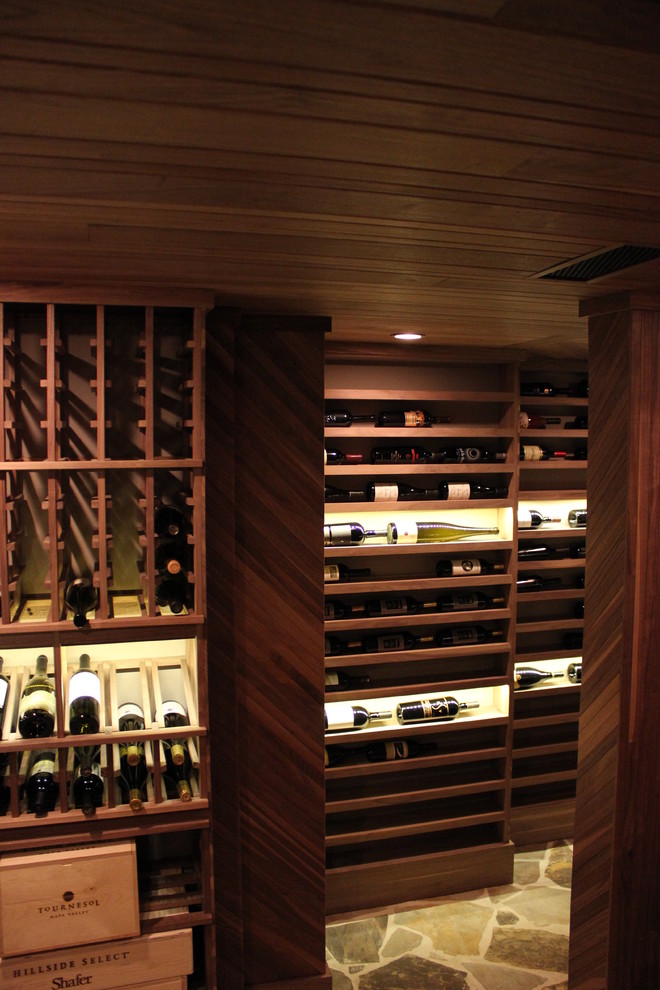 Unstained Black Walnut Custom Wine Cellar Contemporary Wine Cellar