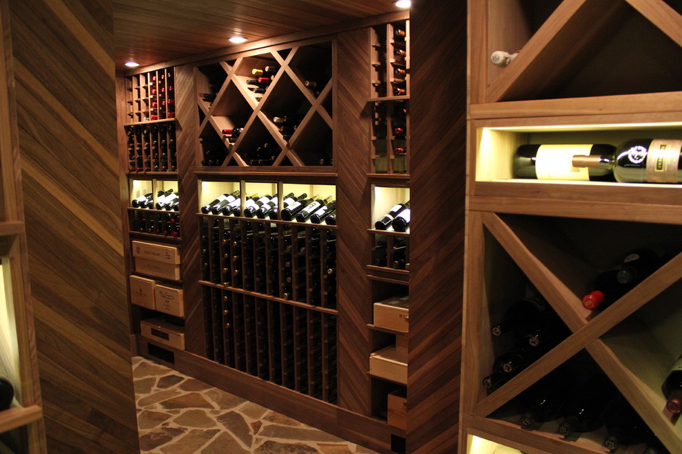 Unstained Black Walnut Custom Wine Cellar Traditional Wine Cellar