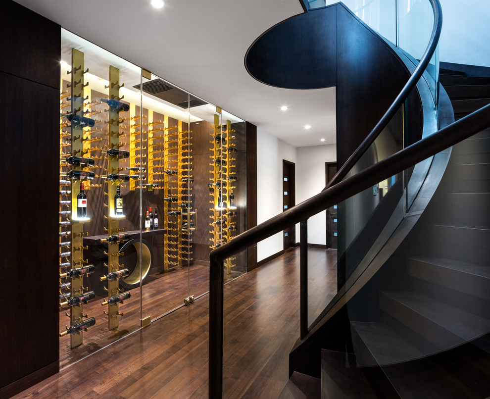 Wine cellar - large contemporary wine cellar idea in Vancouver with storage racks