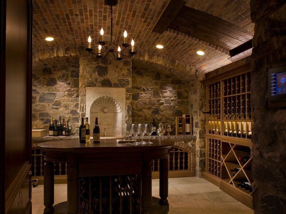 Inspiration for a rustic wine cellar remodel in Providence