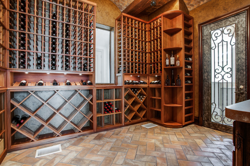 Example of a classic wine cellar design in Dallas