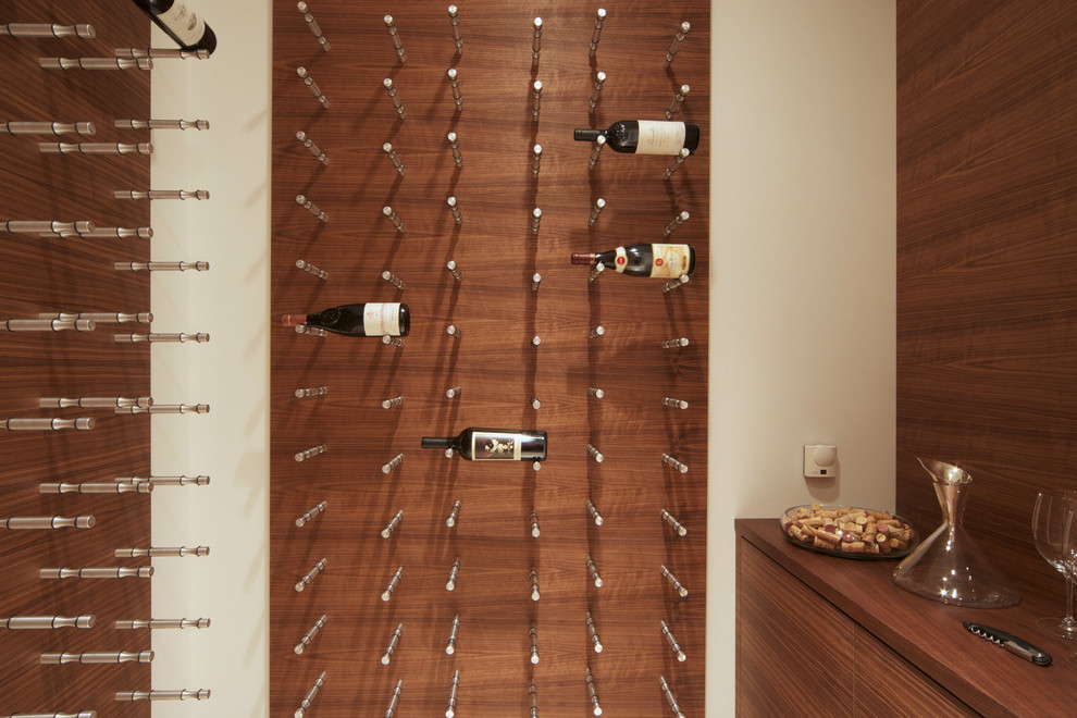 Idées déco pour une cave à vin contemporaine de taille moyenne avec des casiers.