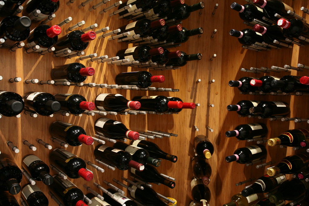 Trendy wine cellar photo in Vancouver