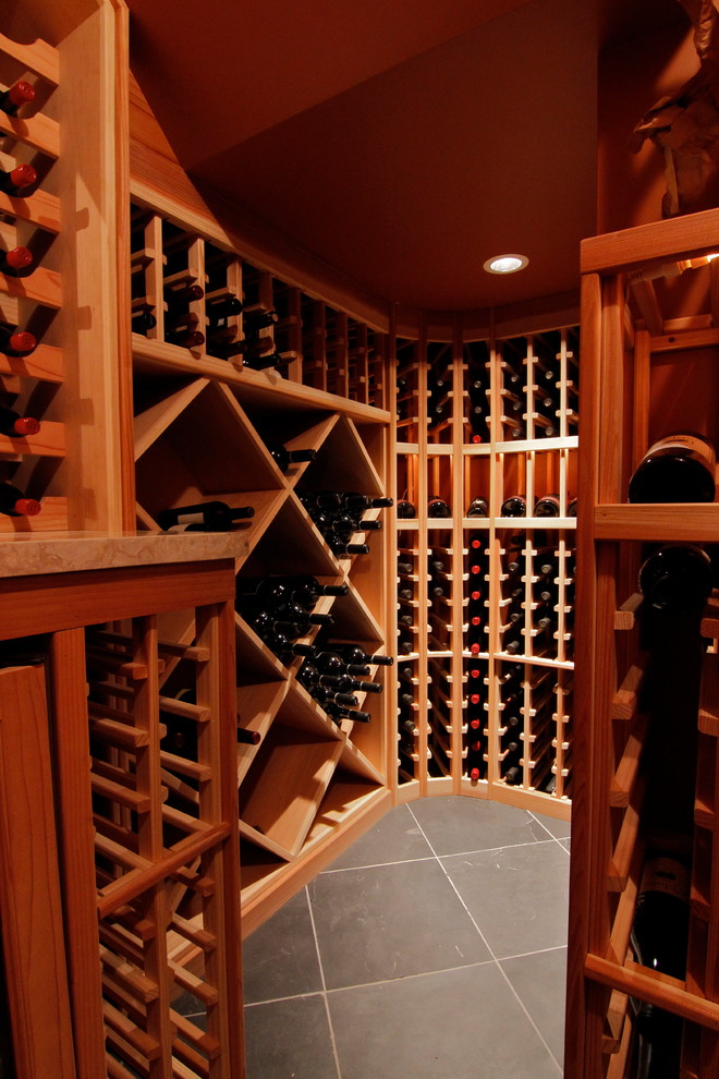 Inspiration for a contemporary wine cellar remodel in Seattle