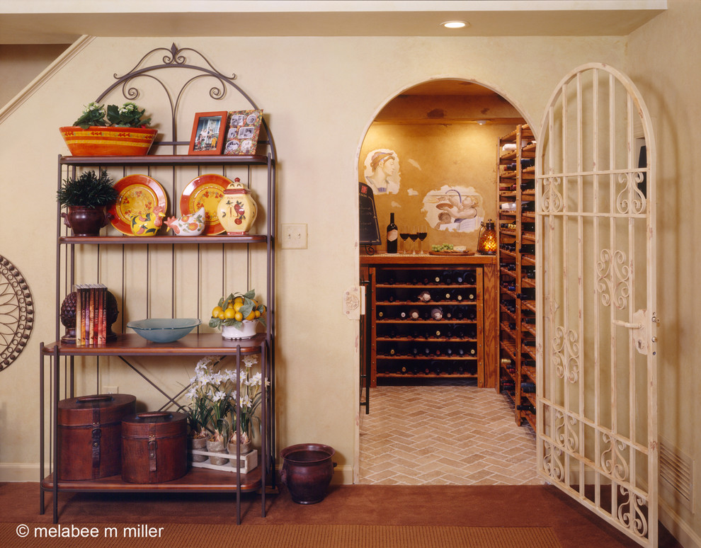 This is an example of a mediterranean wine cellar in Newark.