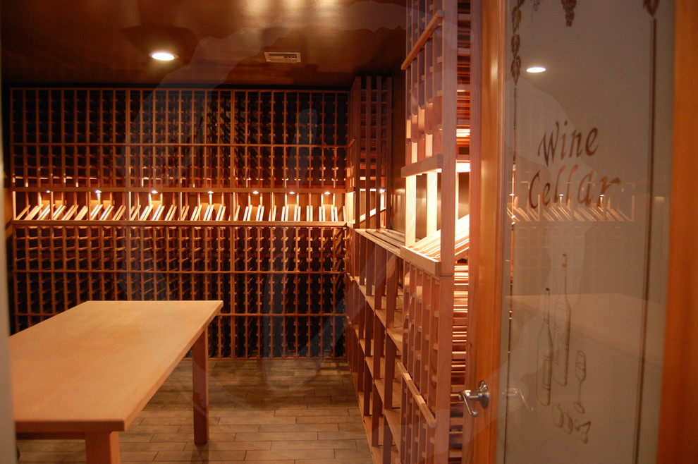 Walking into a Vinotemp Custom Wine Cellar Traditional Wine Cellar