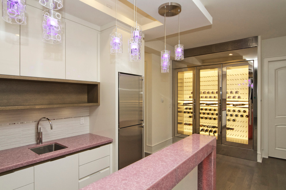 West 19th Backlit LED Stainless Steel Custom Wine Fridge Modern