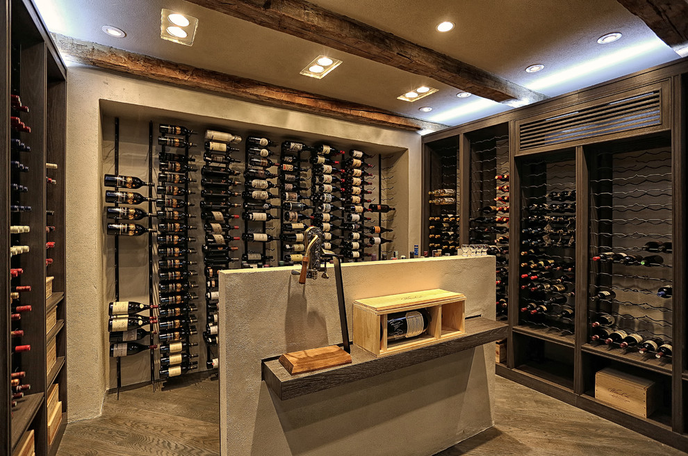 Wine cellar - transitional wine cellar idea in New York