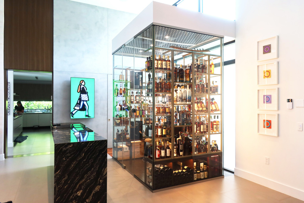 Design ideas for a contemporary wine cellar in Miami.