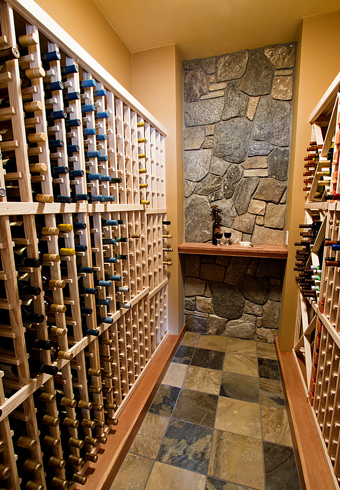 White Mountains Area Post & Beam Home Contemporary Wine Cellar