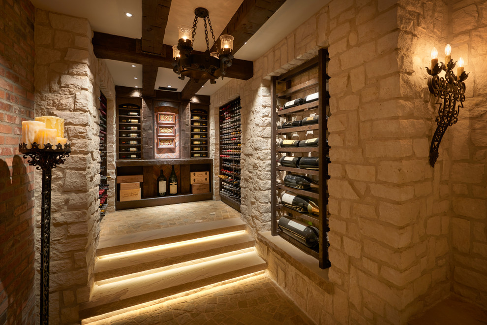 Idée de décoration pour une cave à vin.