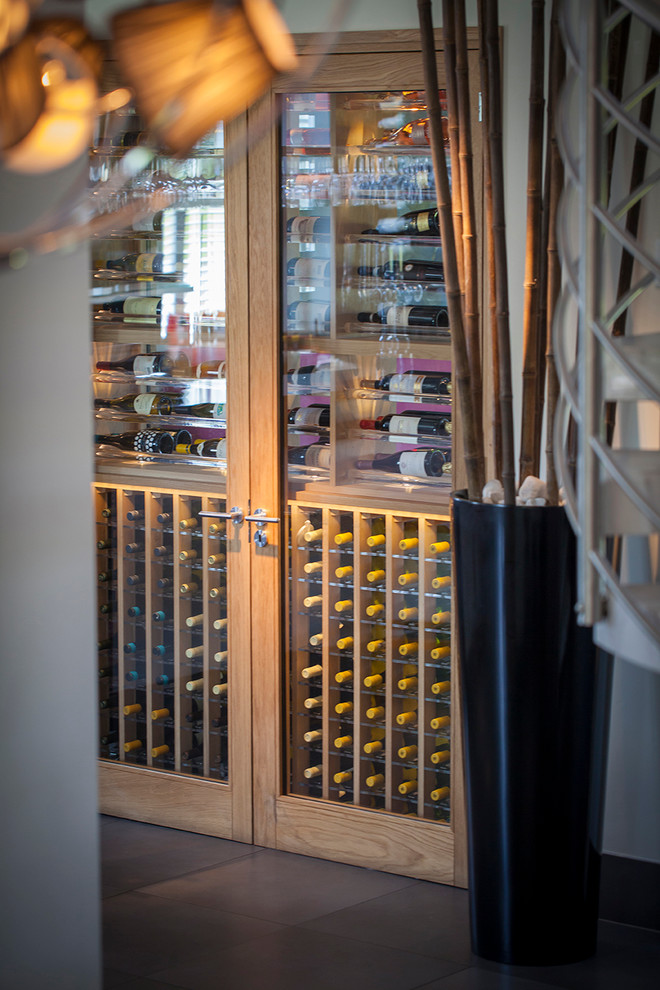 Wine Cellar, Acrylic and Oak Essex Modern Wine Cellar Essex