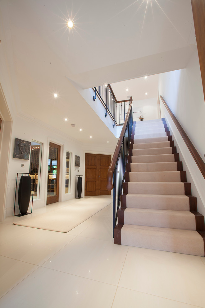 Wine cellar in London with display racks.