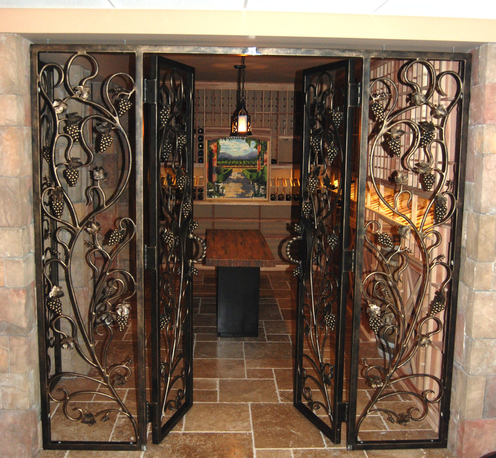 Example of a transitional wine cellar design in New York