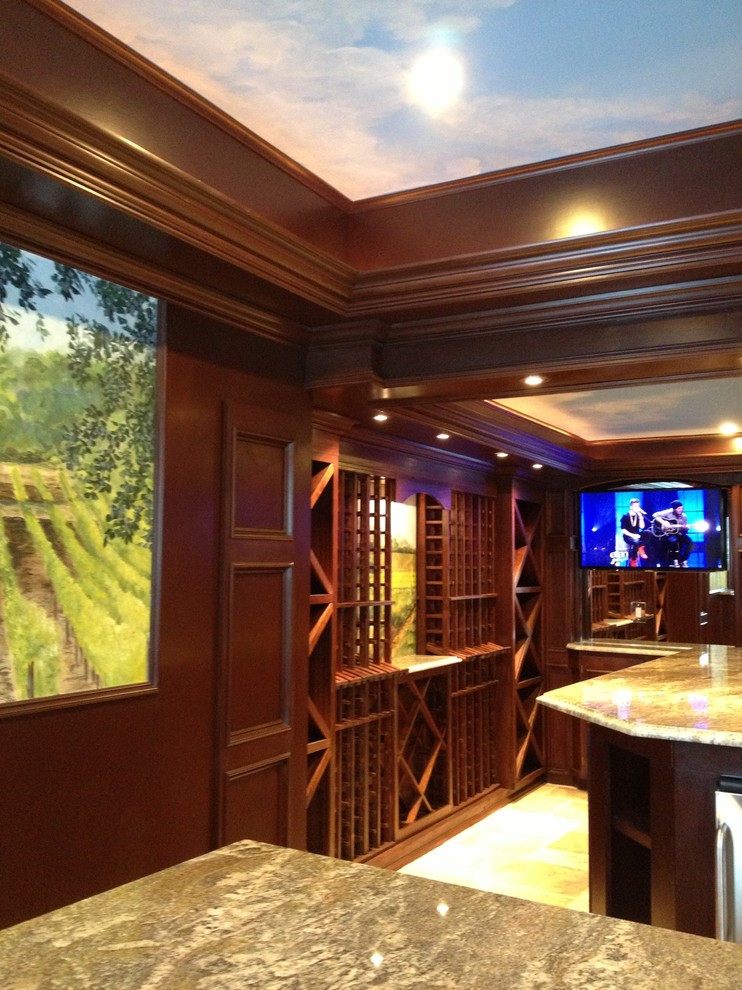 Example of a tuscan wine cellar design in Detroit