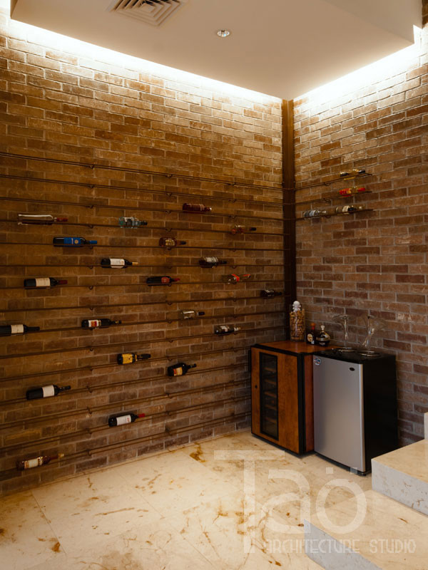 Example of a minimalist wine cellar design in Mexico City