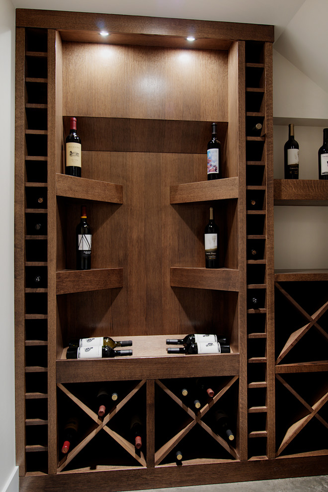 Inspiration for a contemporary wine cellar remodel in Calgary