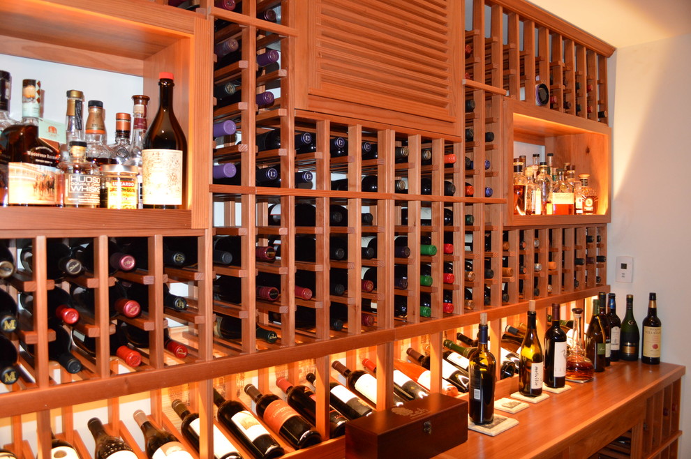 Contemporary wine cellar in Orange County.