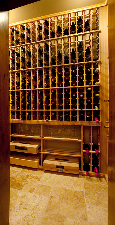 Example of a classic wine cellar design in Austin