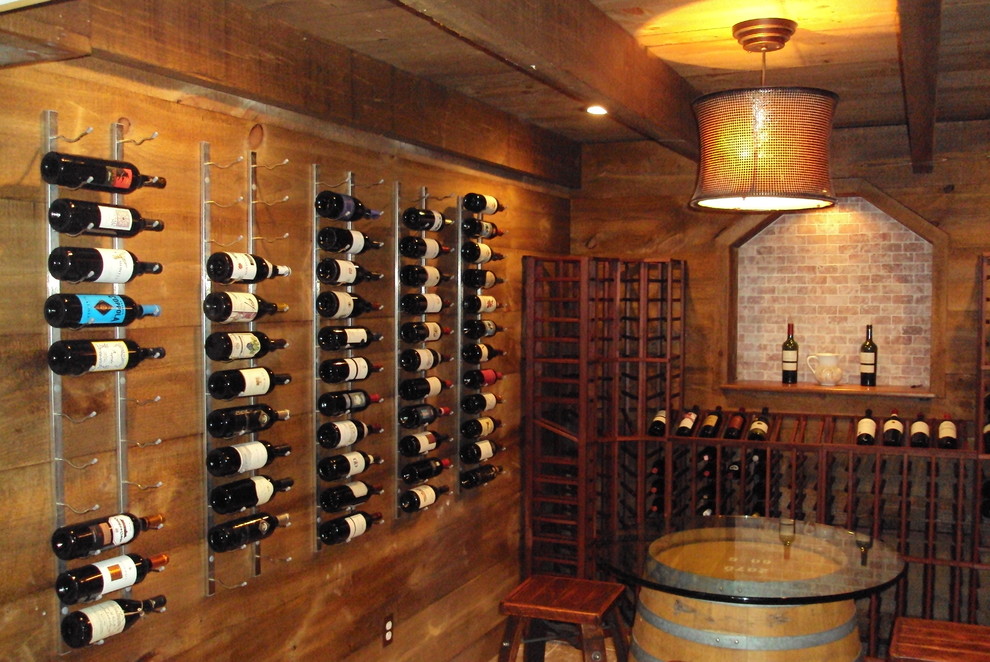 Idée de décoration pour une cave à vin.