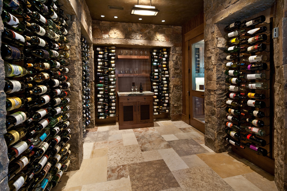 Inspiration for a timeless wine cellar remodel in Salt Lake City with display racks