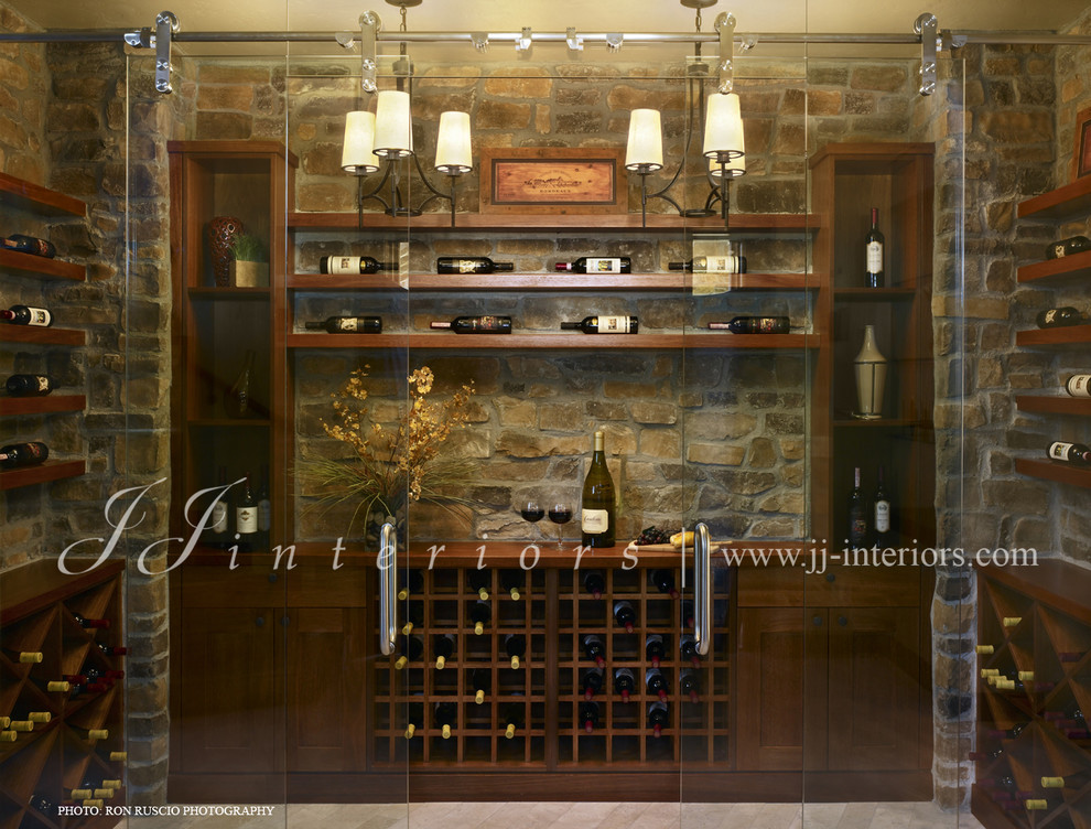 Inspiration for a contemporary wine cellar remodel in Denver
