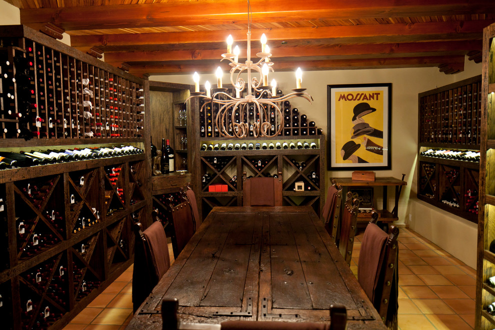 Example of a tuscan wine cellar design in San Diego