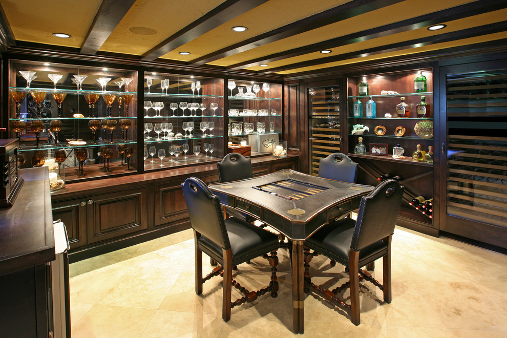 Inspiration for a classic wine cellar in Orange County with storage racks.