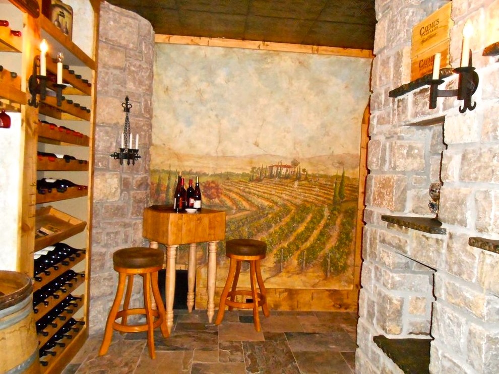 Wine cellar - rustic wine cellar idea in Nashville