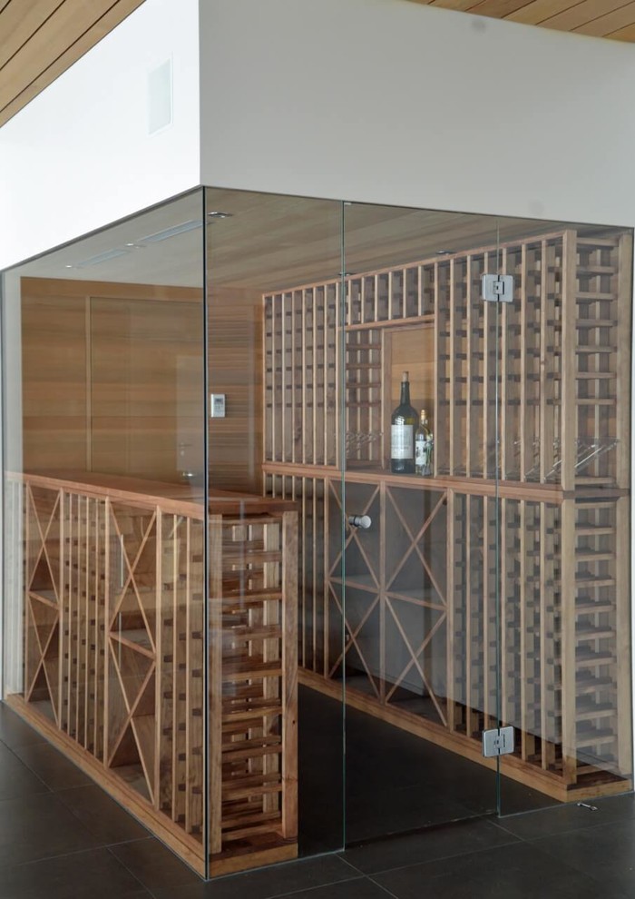 Inspiration for a contemporary wine cellar in Essex.