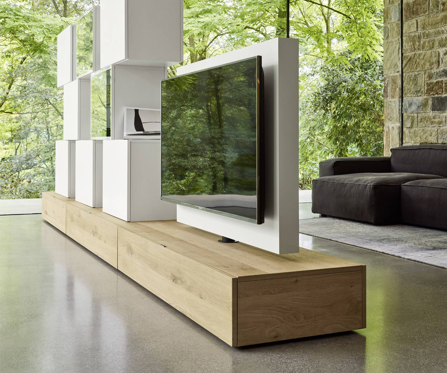 Livitalia Roto Lowboard Raumteiler mit drehbarem TV Paneel - Modern -  Family Room - Bonn - by Livarea | Houzz