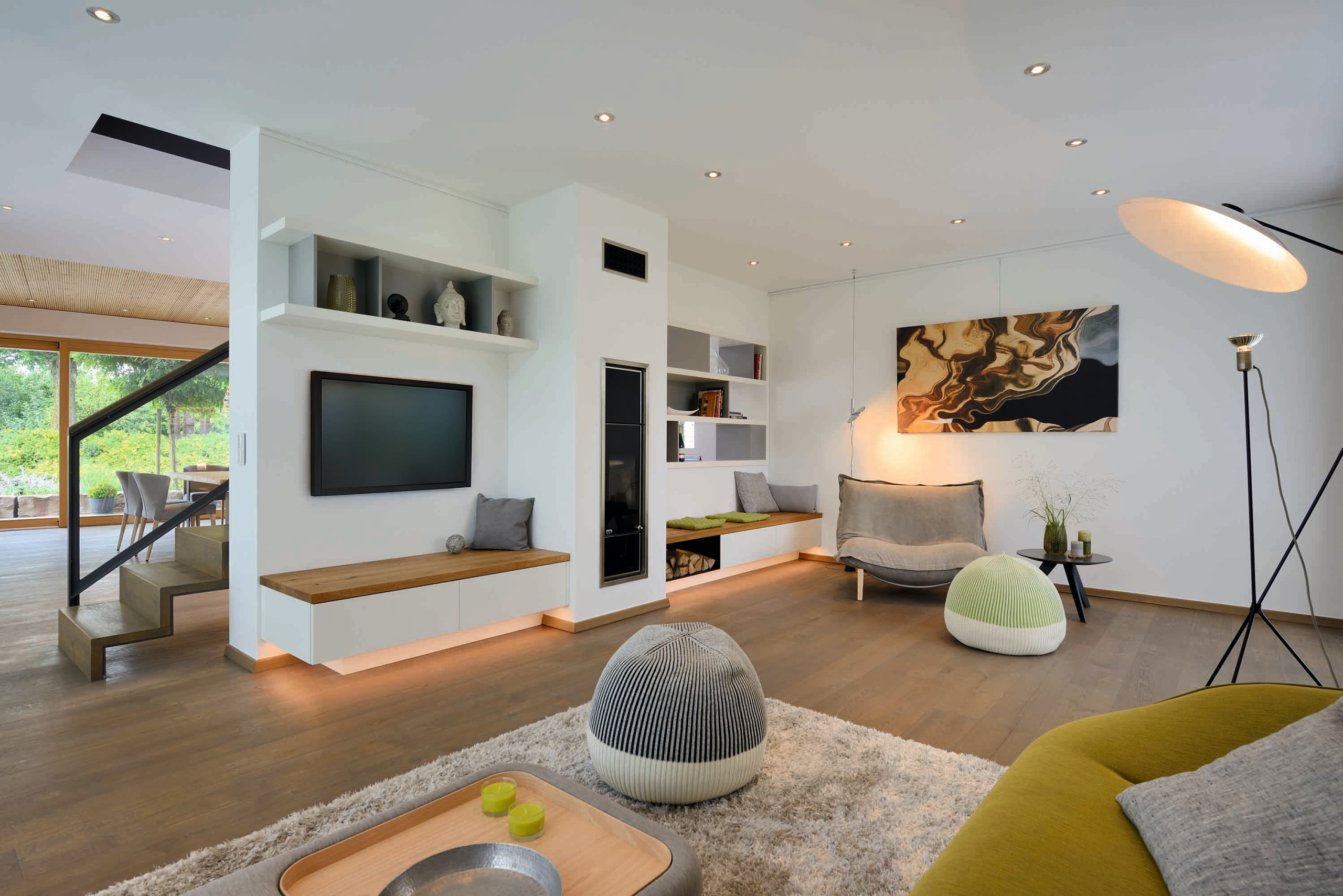 75 moderne wohnzimmer mit braunem boden ideen & bilder - januar