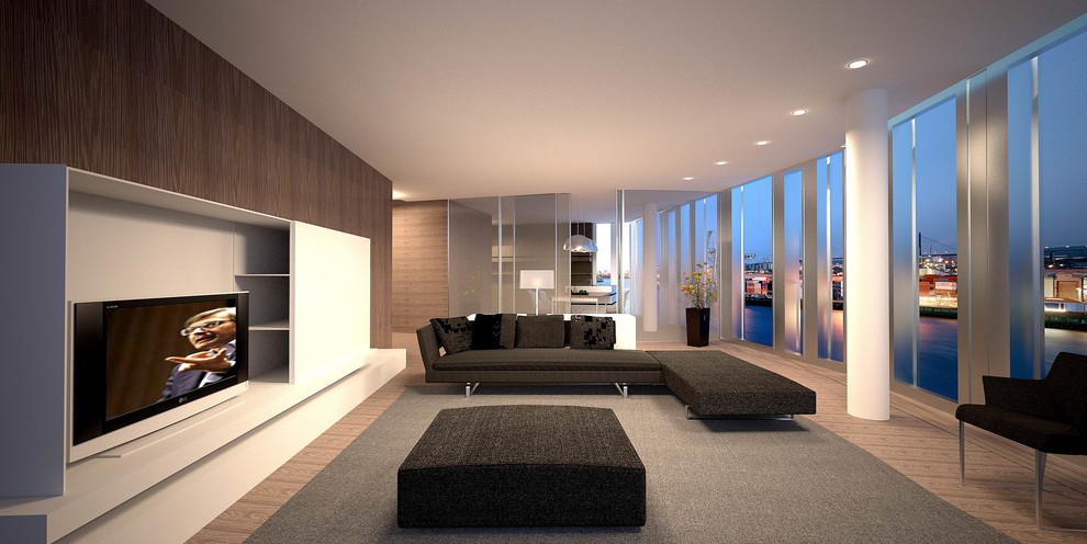 Example of a trendy family room design in Hamburg