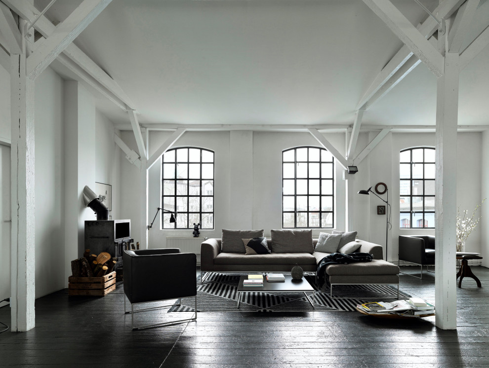 Inspiration for an industrial living room remodel in Hamburg