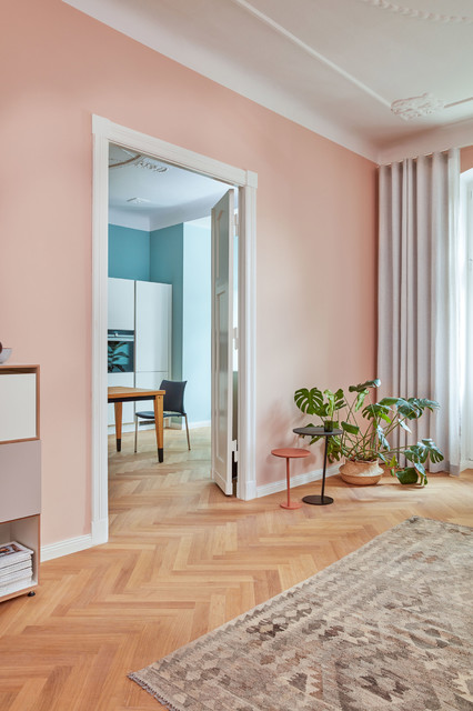 Wohnzimmer in Kreidefarbe Apricot 173 - Modern - Wohnzimmer - Berlin - von  Anna von Mangoldt Farben | Houzz