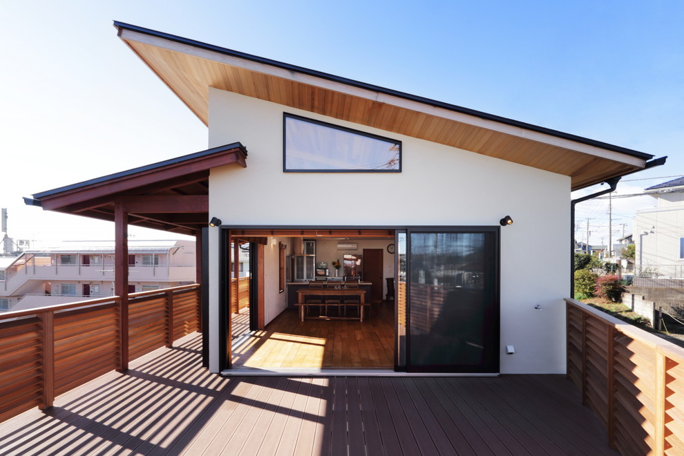 Imagen de terraza de estilo zen en anexo de casas