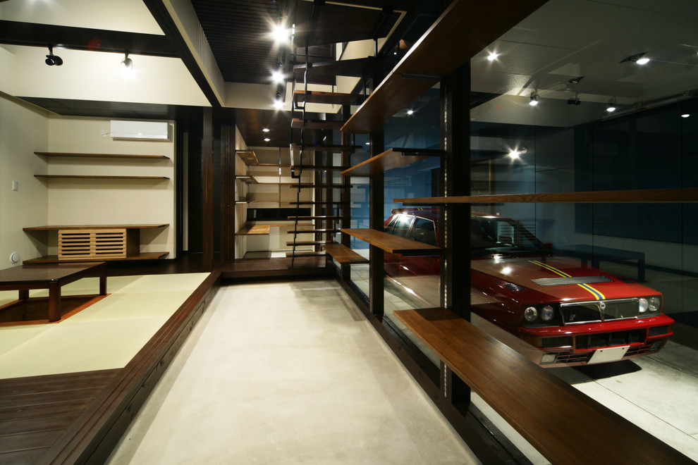 Example of a minimalist garage design in Kobe