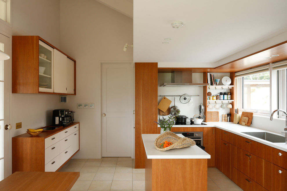Inspiration for a midcentury kitchen in Other.