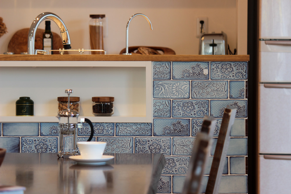 Design ideas for a medium sized scandinavian single-wall open plan kitchen in Other.