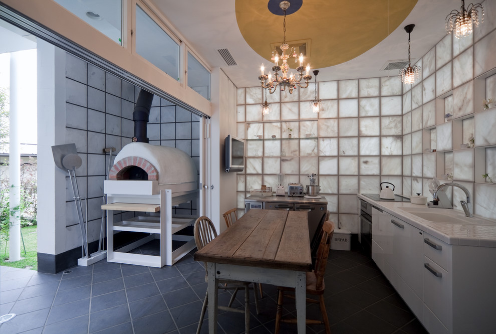 Kitchen - small eclectic kitchen idea in Tokyo Suburbs