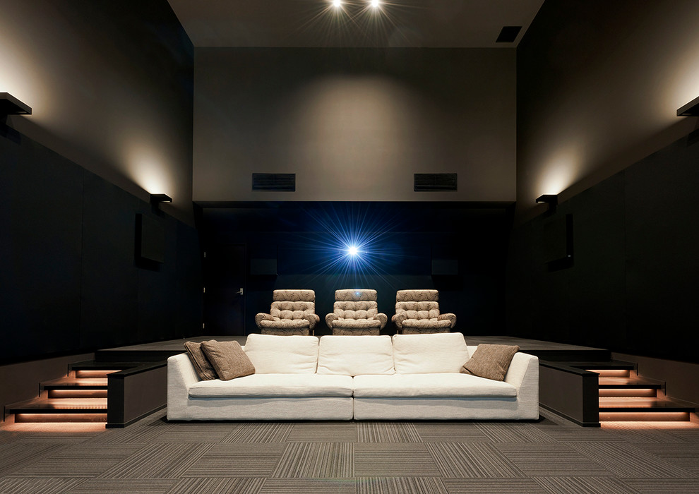 Cette image montre une salle de cinéma minimaliste.
