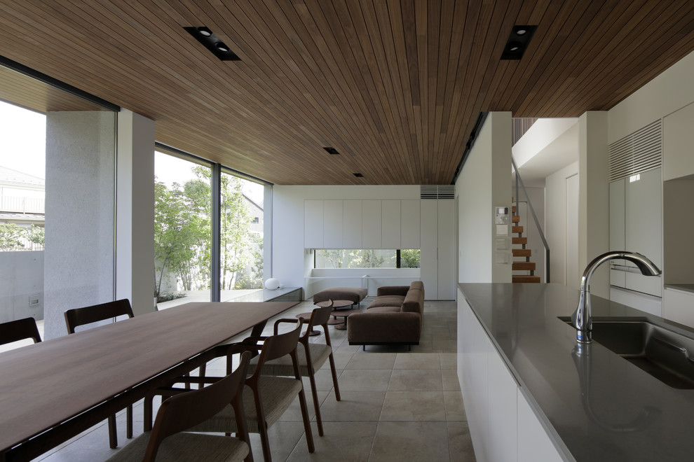 Example of a minimalist dining room design in Tokyo Suburbs